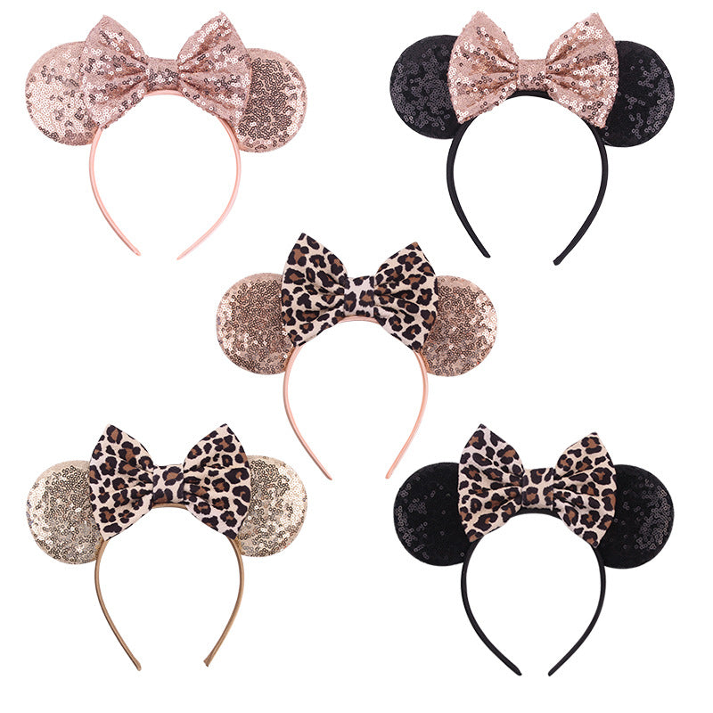 Amazon Cross-border New Headband Baby Holiday Hair Accessories AliExpress Leopard Print Hairband Mickey Children's Headband