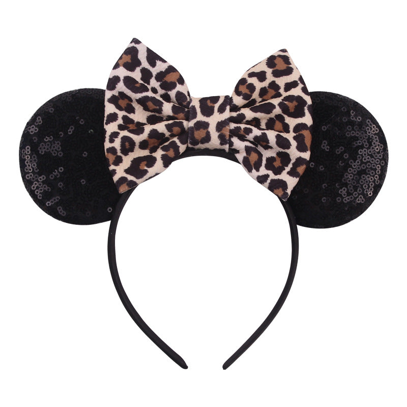 Amazon Cross-border New Headband Baby Holiday Hair Accessories AliExpress Leopard Print Hairband Mickey Children's Headband
