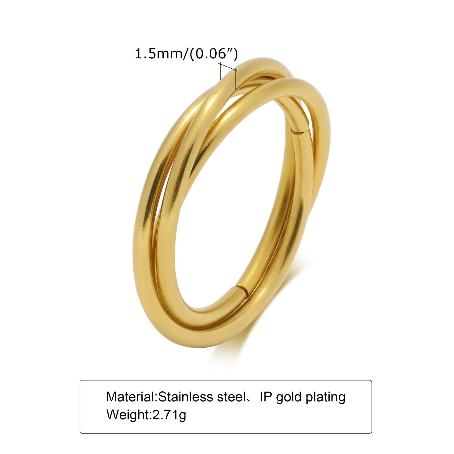 Titanium Steel Three-ring Smooth Ring